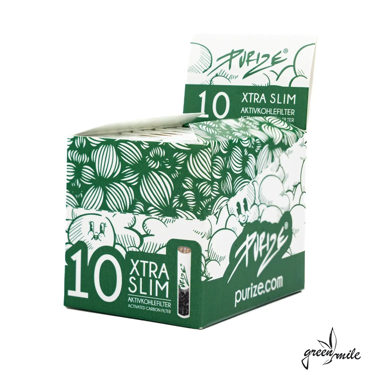 Purize Xtra Slim Aktivkohlefilter 10x20 Stück Verpackung offen