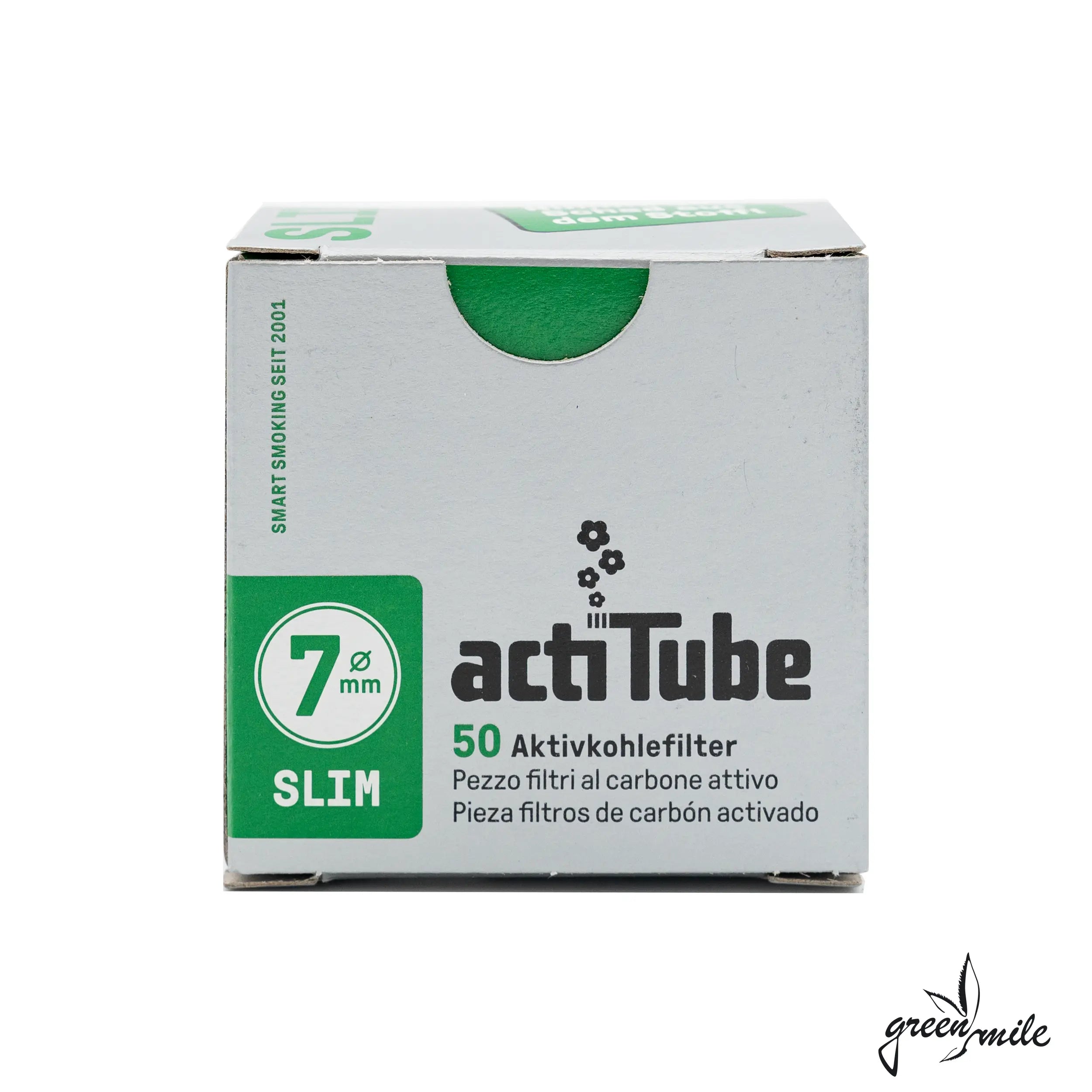 actiTube Aktivkohlefilter, Slim, 7mm, 50 Stück, Vorderansicht