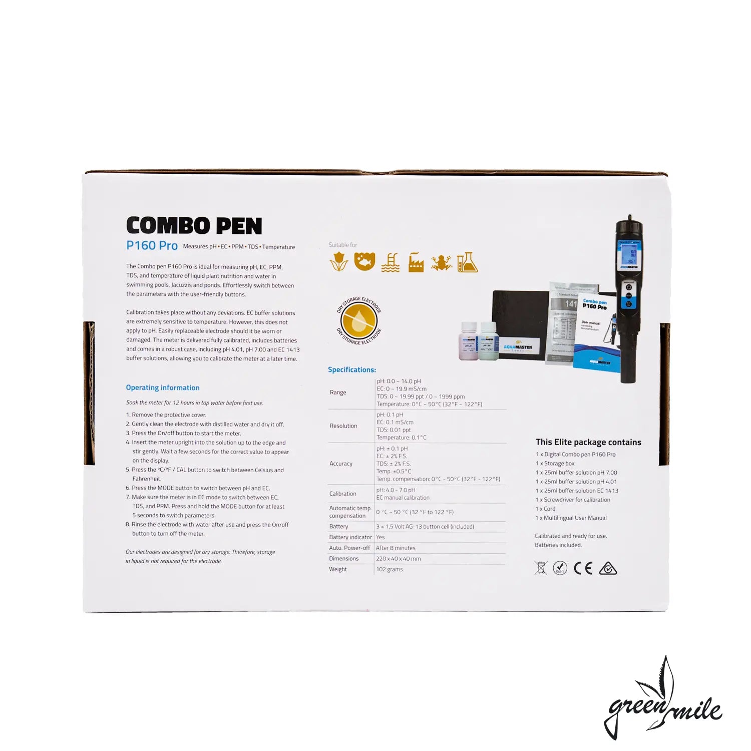 Aquamaster Tools, P160, Kombo Pen, Verpackung, Rückansicht