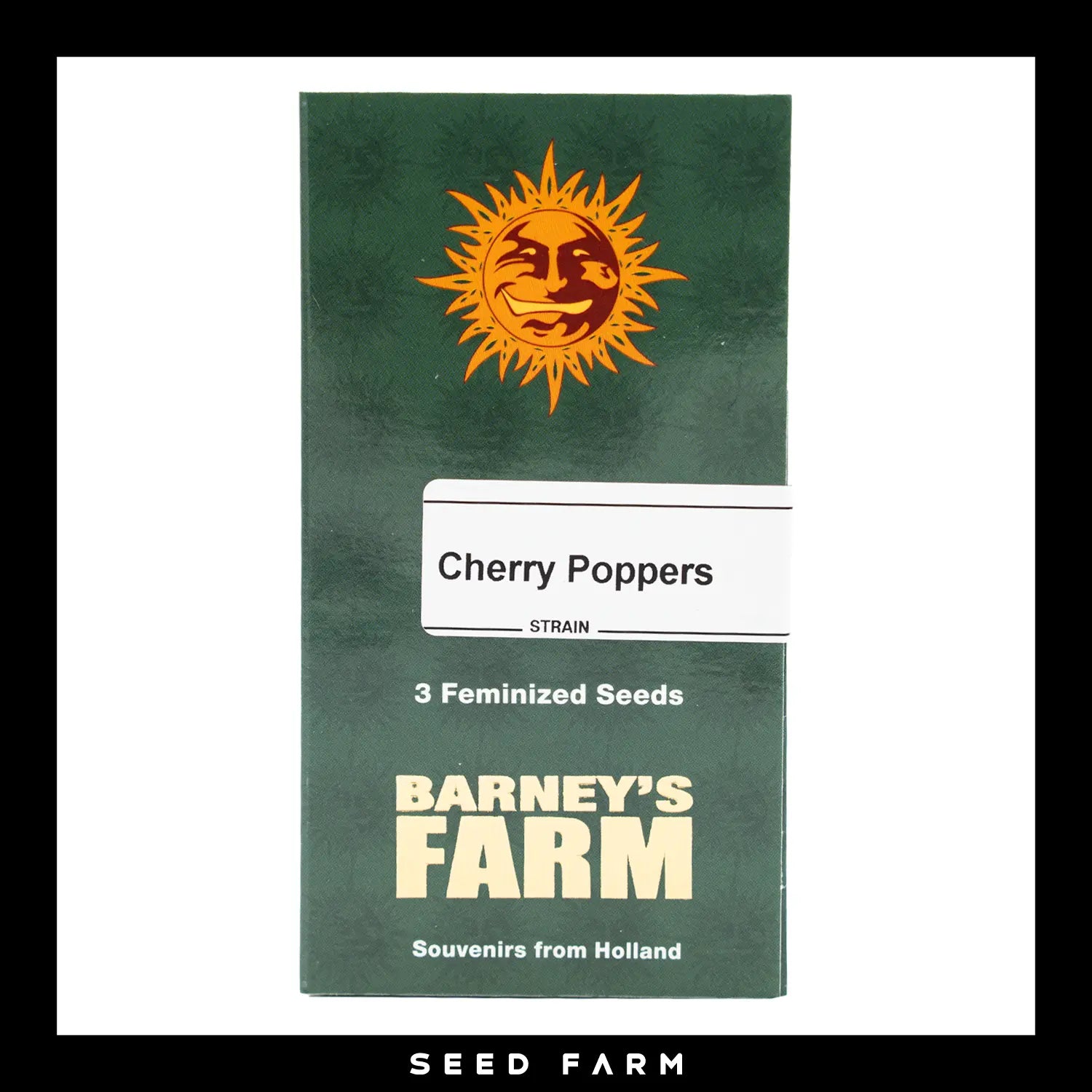 Barney's Farm, Cherry Poppers, feminisierte Cannabis Samen, 3 Stück, Vorderansicht
