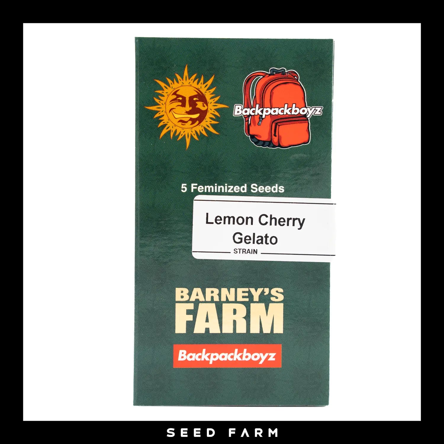Barney's Farm x Backpackboyz, Lemon Cherry Gelato, feminisierte Cannabis Samen, 5 Stück, Vorderansicht