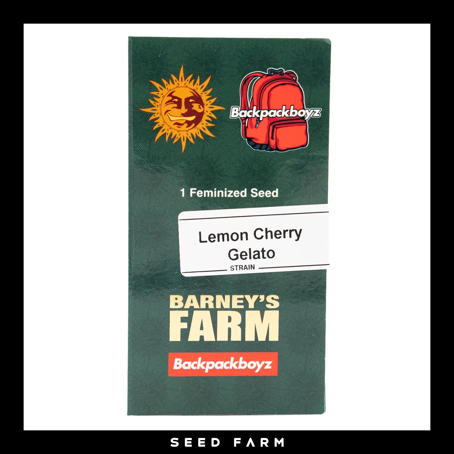 Barney's Farm x Backpackboyz, Lemon Cherry Gelato, feminisierte Cannabis Samen, Vorderansicht