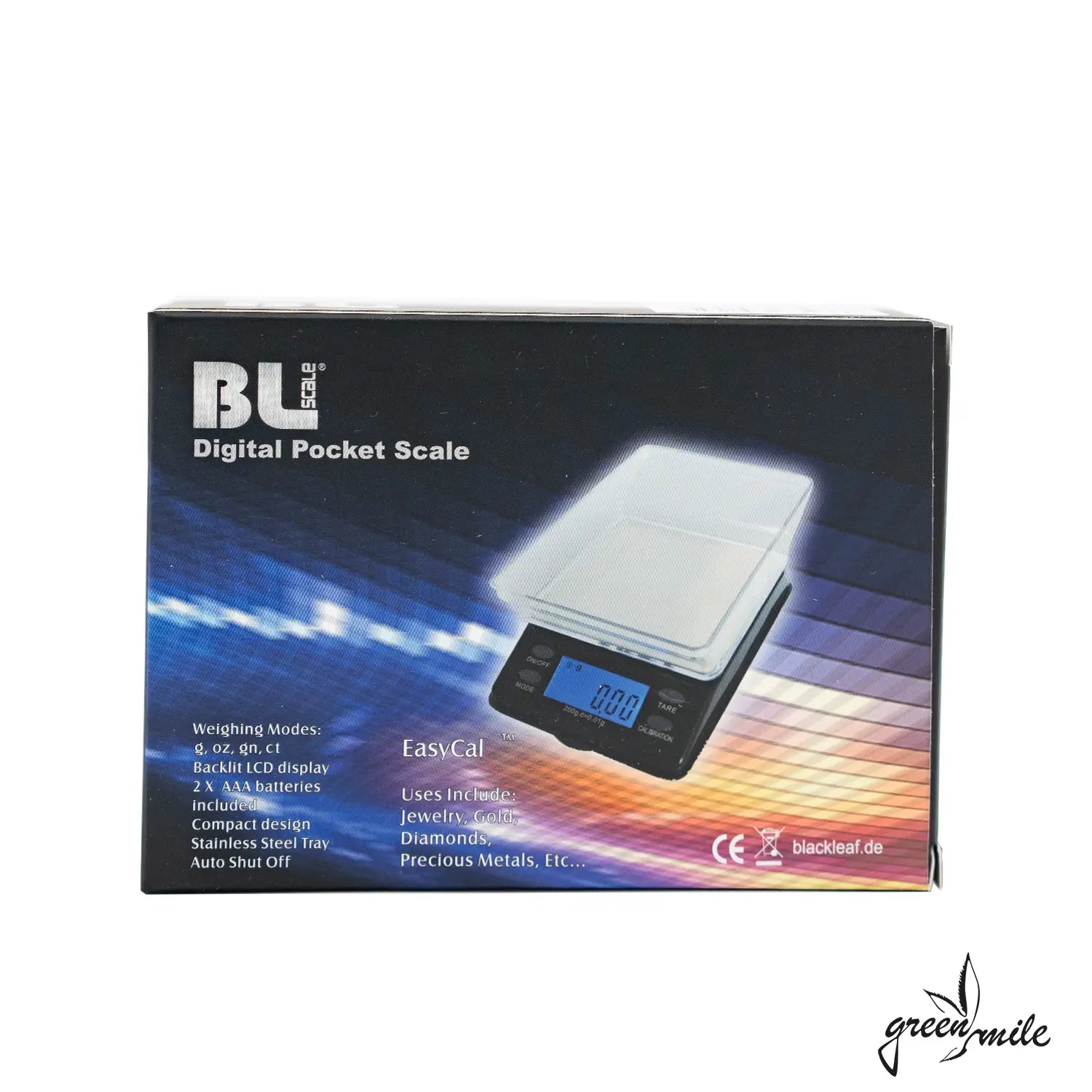 Blscale, Model U, Digitalwaage, 0,01-200g, Verpackung, Rückansicht