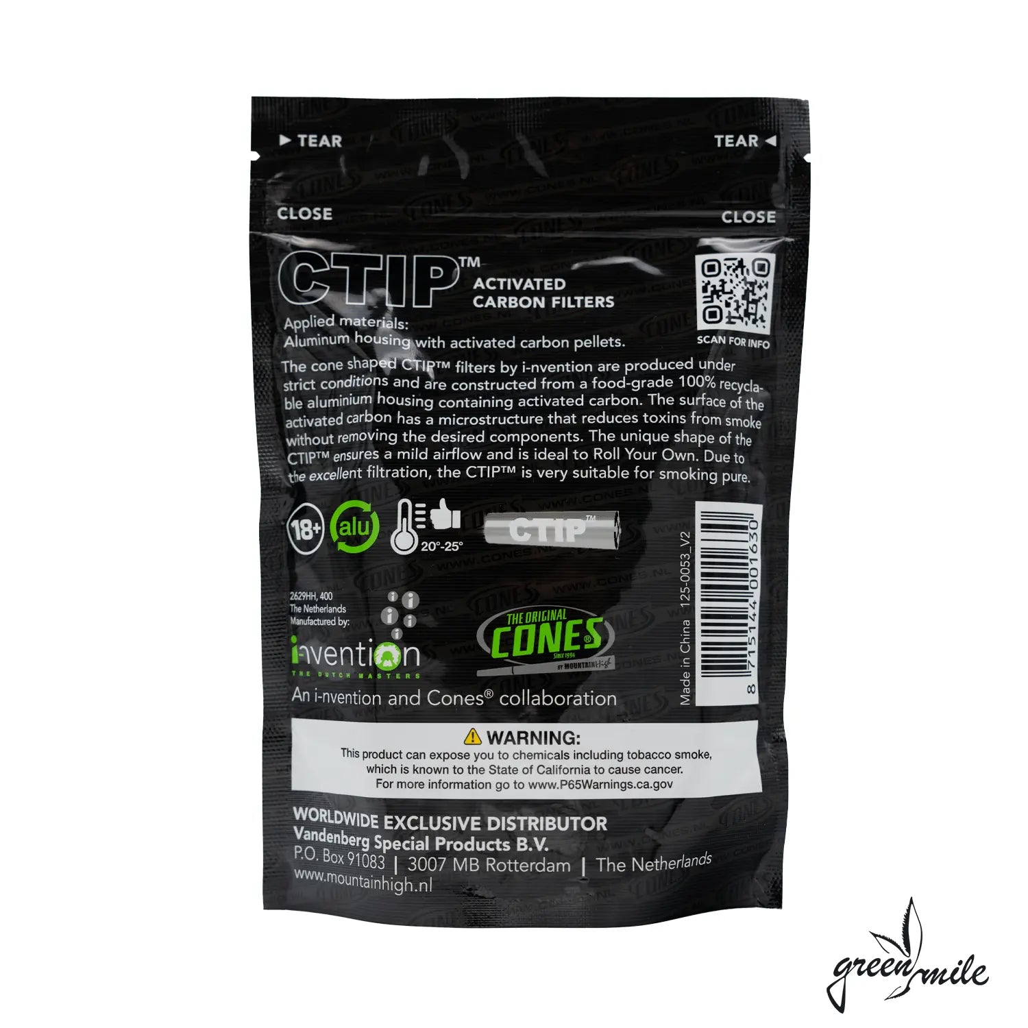 Ctip, Aktivkohlefilter, konische Form, 200 Stück, Beutel, Rückansicht