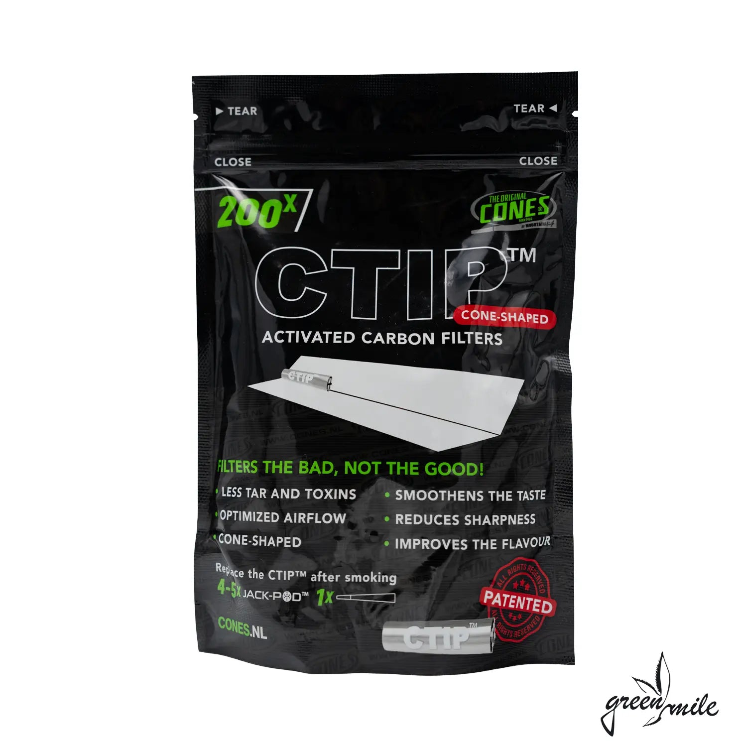 Ctip, Aktivkohlefilter, konische Form, 200 Stück, Beutel, Vorderansicht