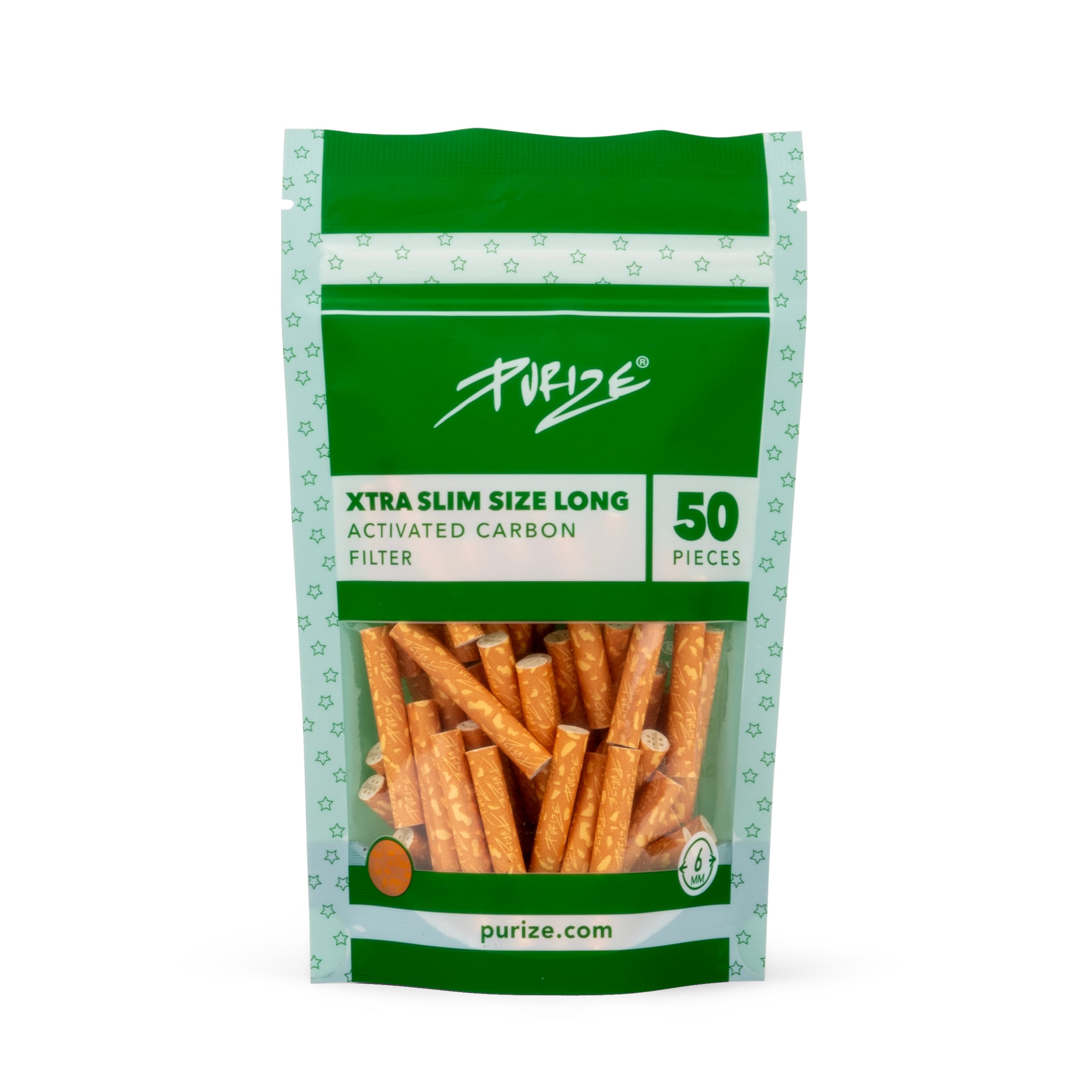 PURIZE - XTRA Slim Long Spion | Aktivkohlefilter | 50 Stk im Beutel