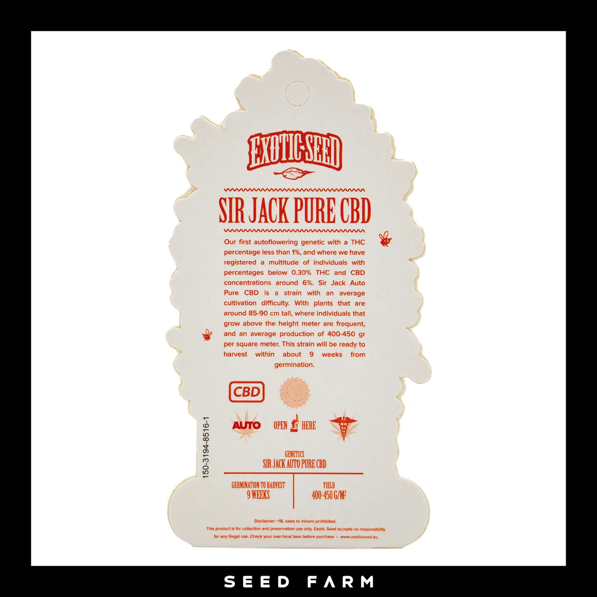 Exotic Seed, Sir Jack Pure CBD, automatische CBD Cannabis Samen, Rückansicht