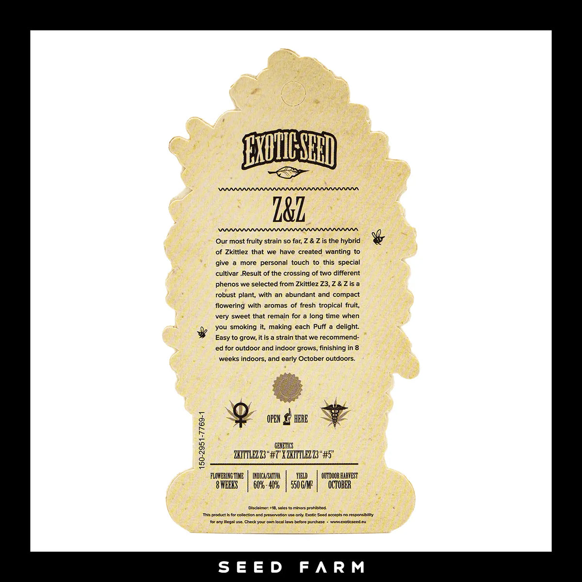 Exotic Seed Z&Z, feminisierte Cannabis Samen, Rückansicht