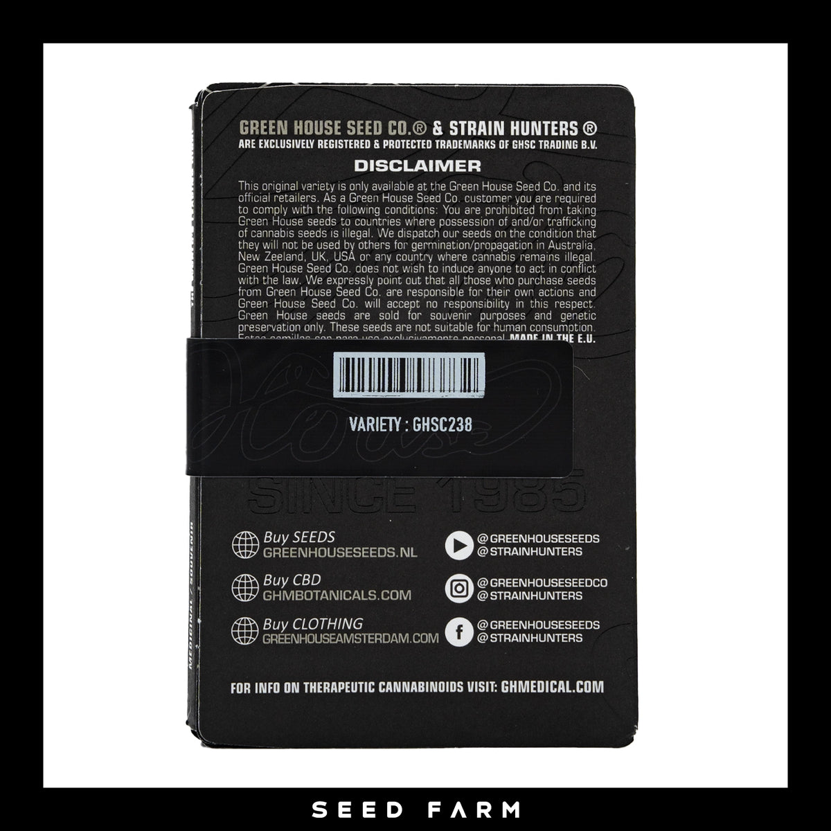 Green House Seed Company, Fullgas!, feminisierte Cannabis Samen, Rückansicht