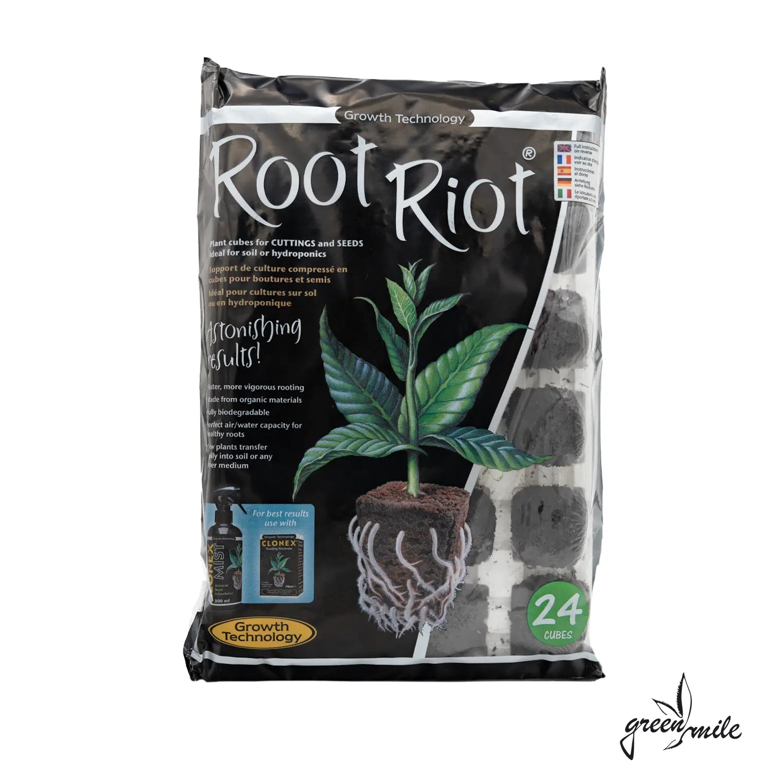Growth Technology, Root Riot, 24 Würfel, Verpackung, Vorderseite