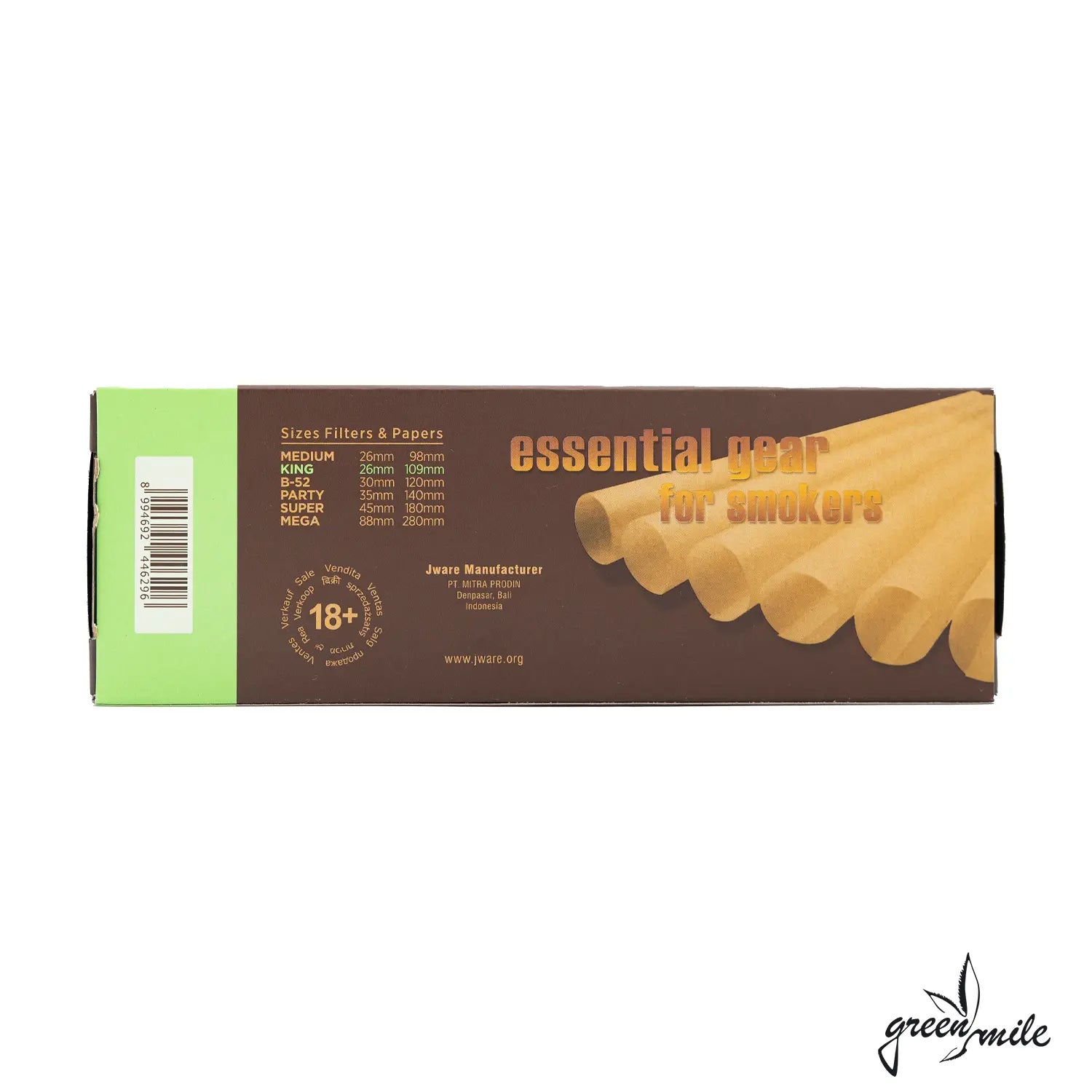 J-Ware, King Size Cones, Unbleached, 40 Stück, Verpackung, Rückansicht