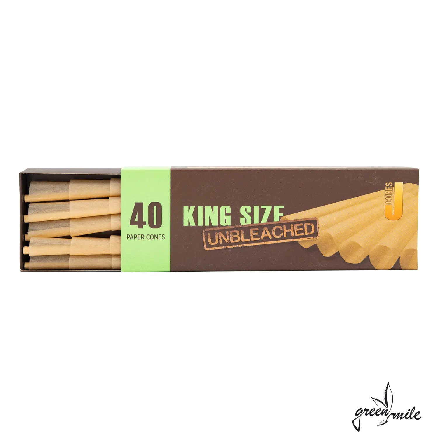 J-Ware, King Size Cones, Unbleached, 40 Stück, Verpackung, Vorderansicht, Offen