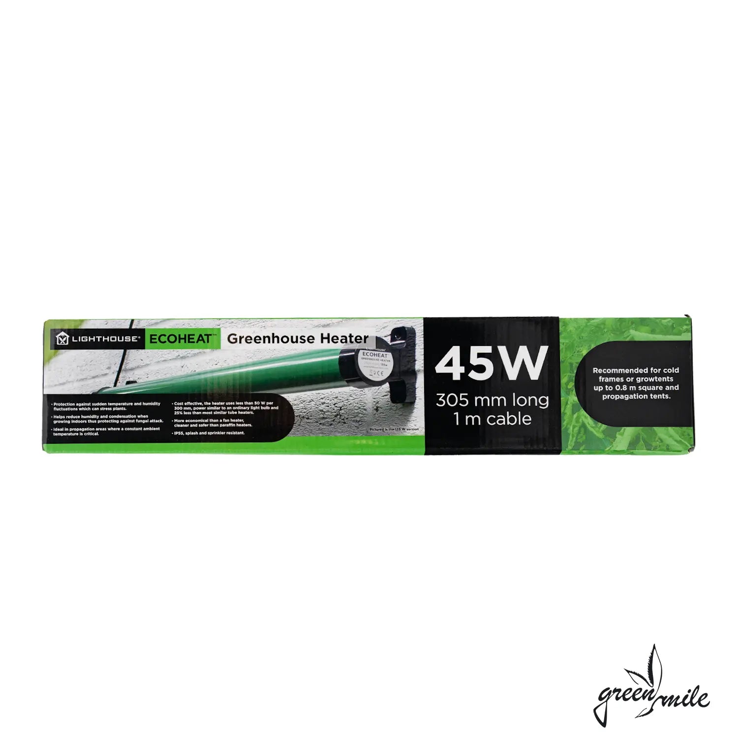 Lighthouse, Ecoheat, Gewächshausheizung, 45w, Verpackung, Seitenansicht