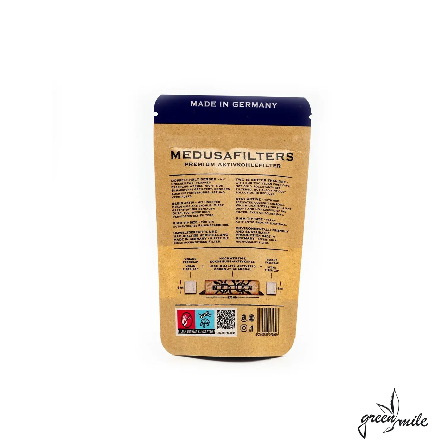 Medusa Filters, Aktivkohlefilter, 50 Stück, Organic, Rückansicht