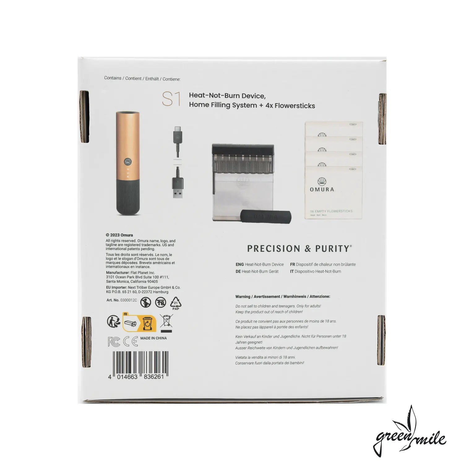 Omura S1, Complete Set inkl Home Filling System, Bronze, Verpackung, Rückansicht