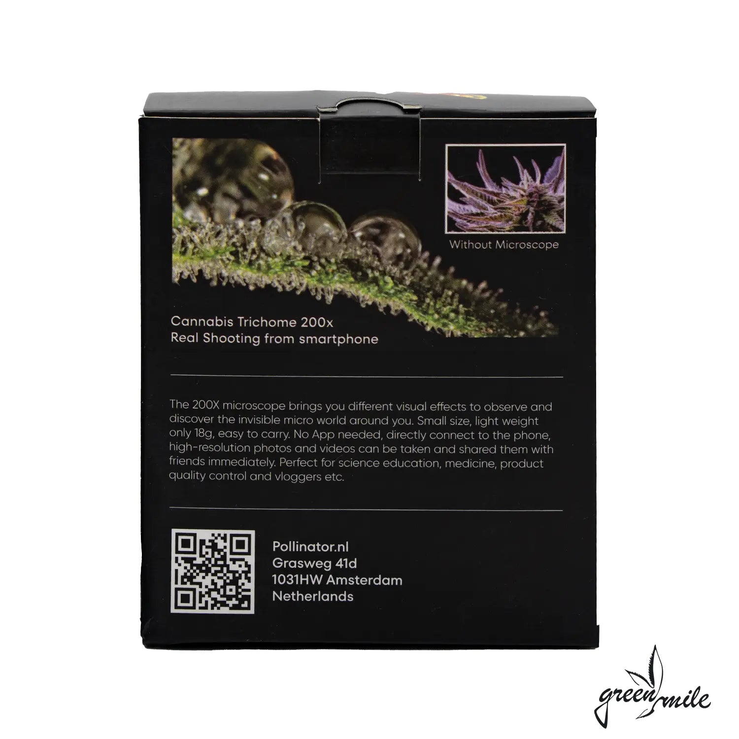 Pollinator, Trichome Explorer, Lupe, Verpackung, Rückansicht