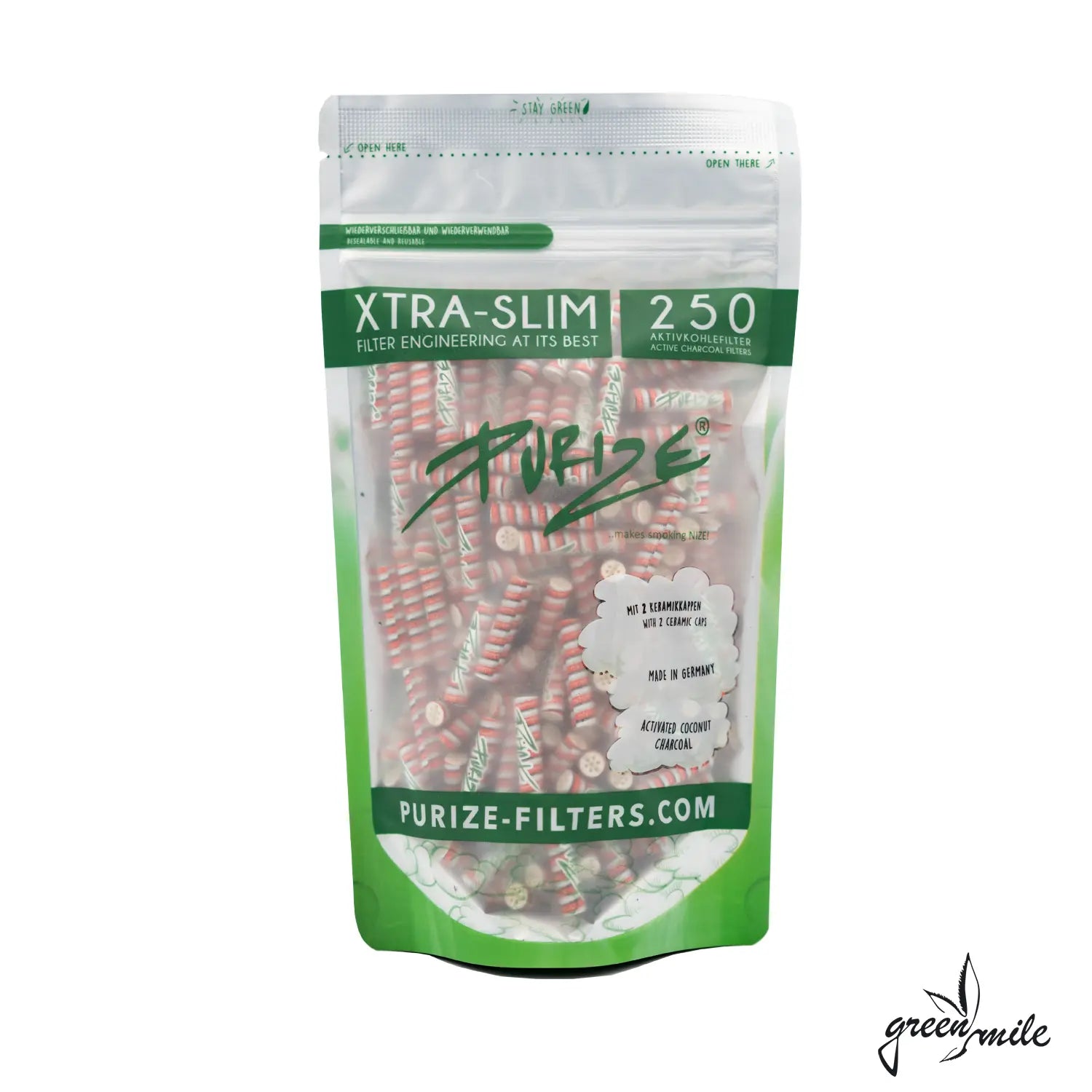 Purize, Aktivkohlefilter, Xtra Slim, 250 Stück, Xmas, Beutel, Vorderansicht