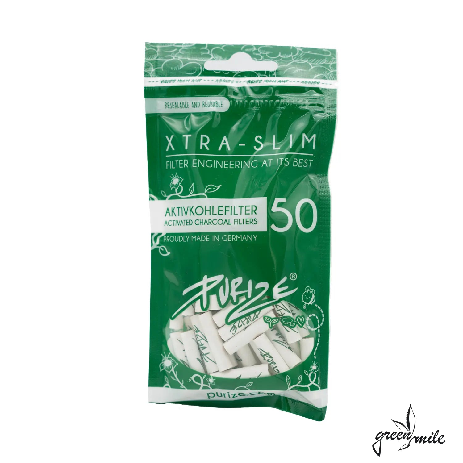 Purize Aktivkohlefilter, Xtra Slim, 50 Stück, Weiss, Vorderansicht