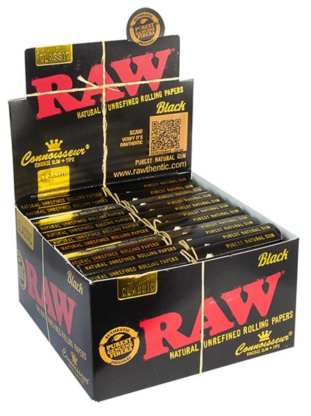RAW - Black Connoisseur KS Slim Papers + Tips