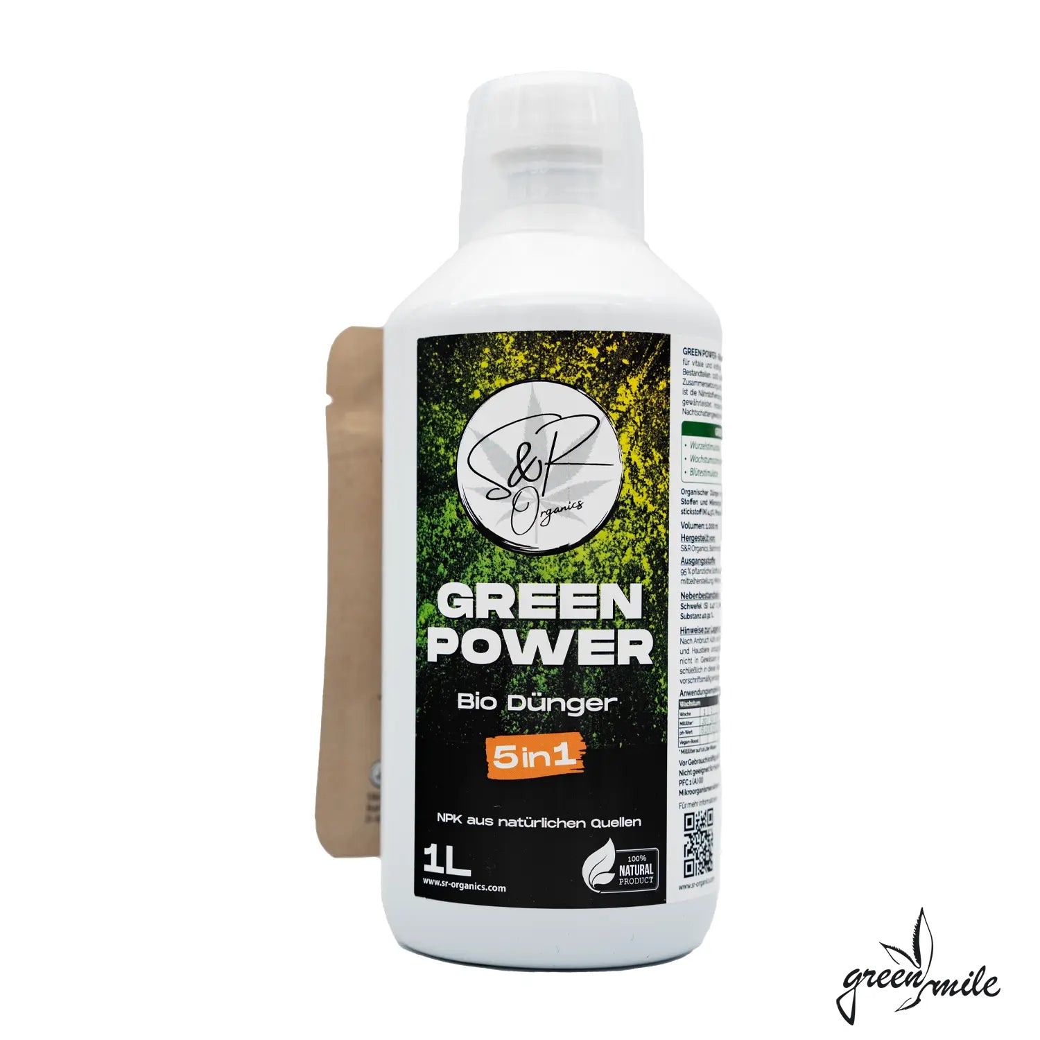 S&R Organics, Green Power, 5in1, 1l, Vorderansicht, Flasche