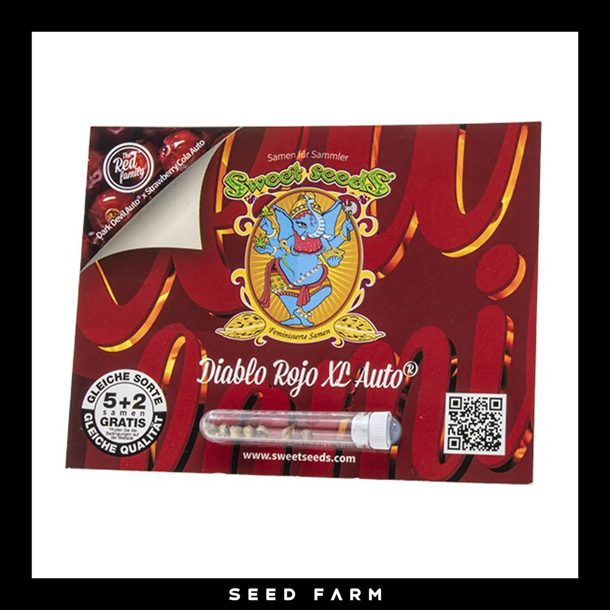 Sweet Seeds, Diablo Rojo Xl, automatische Cannabis Samen, 5+2 Seeds, Vorderansicht