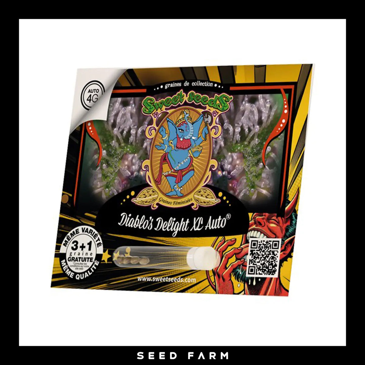 Sweet Seeds, Diablos Delight XL, automatische Cannabis Samen, 3+1 Seed, Vorderansicht