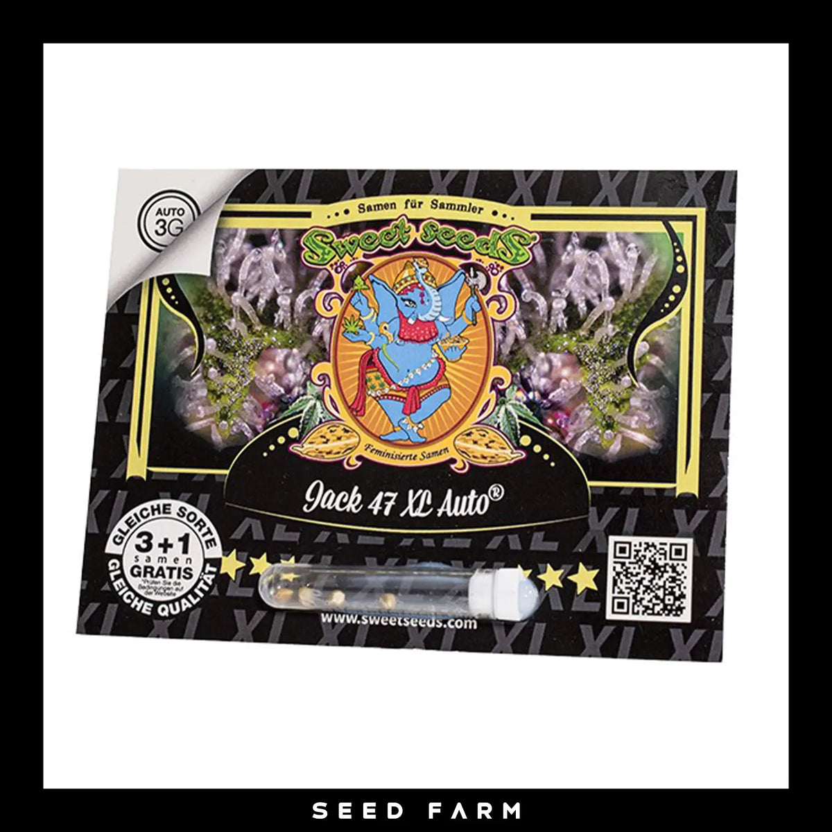 Sweet Seeds, Jack 47 XL, automatische Cannabis Samen, 3+1 Seeds, Vorderansicht