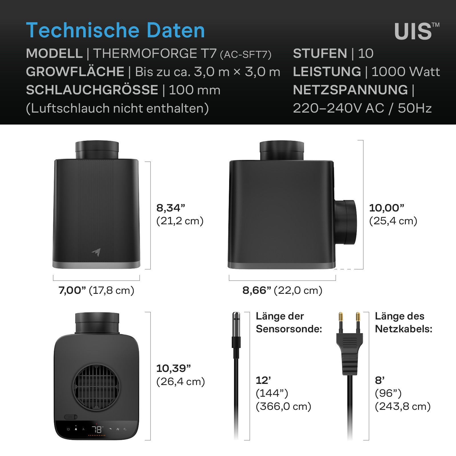 AC Infinity - THERMOFORGE T7 - Heizgerät