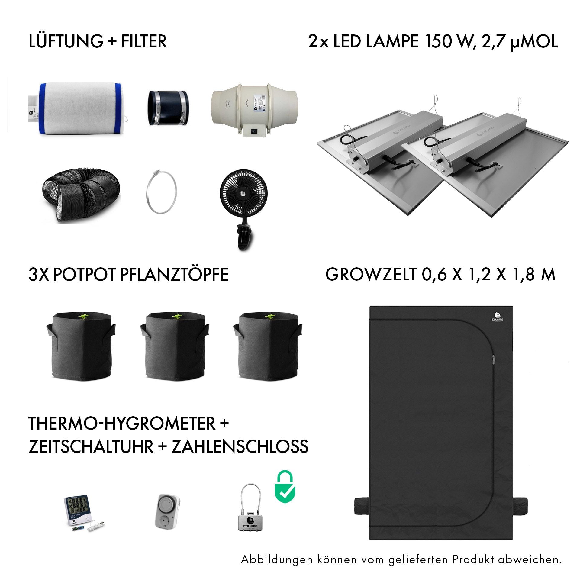 Caluma Set Ambient - 3 Plants Plus (60 x 120 cm, 2 x 150 W)