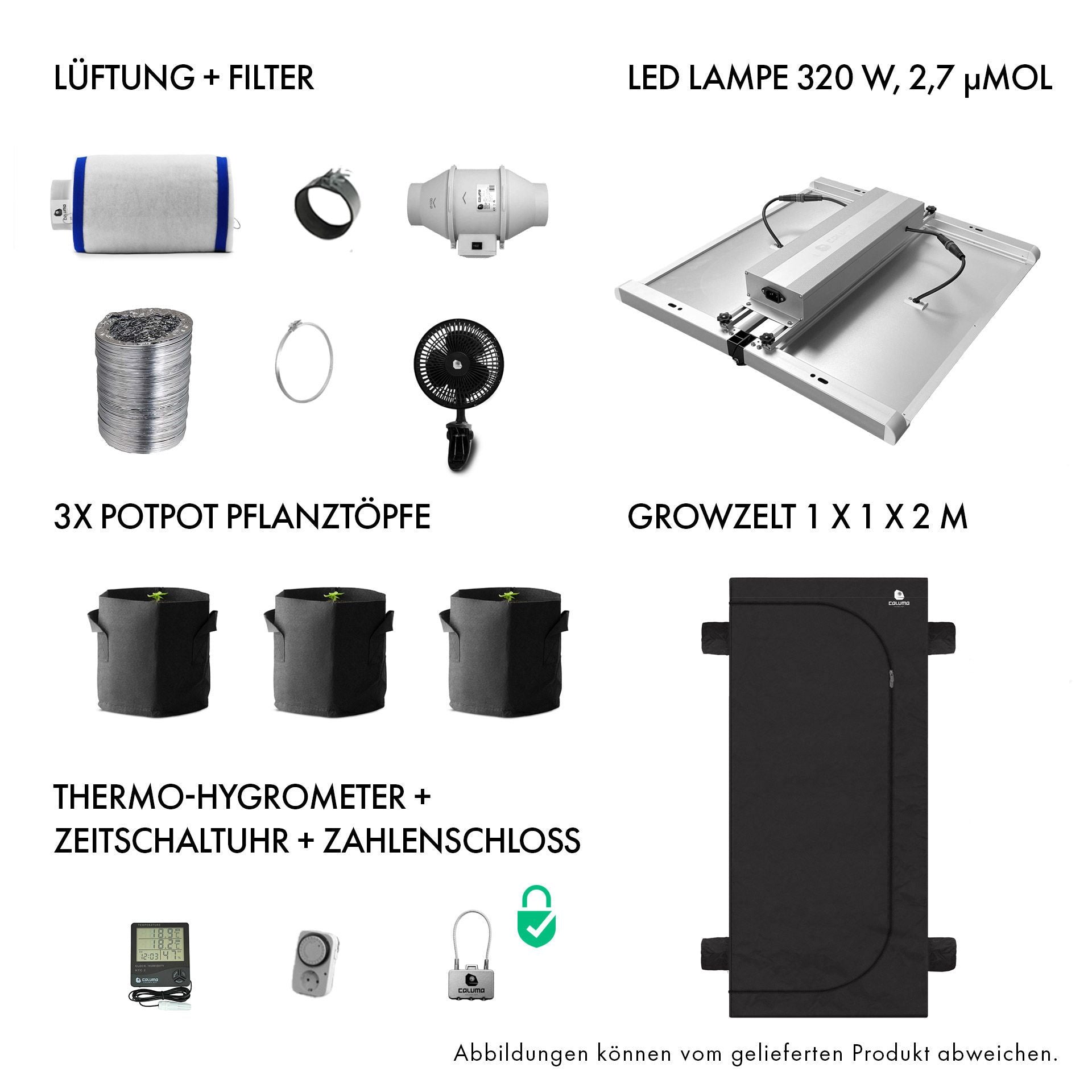 Caluma Set 3 Plants Plus (100x100x200cm, 320W)