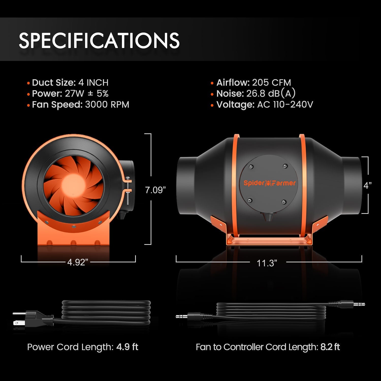 Spider Farmer - Komplettset mit SF2000 LED Grow Leuchte, 120 x 60 x 180cm Zelt, Kohlefilter Belüftungssystem mit Temperatur-Feuchtigkeit-Controller