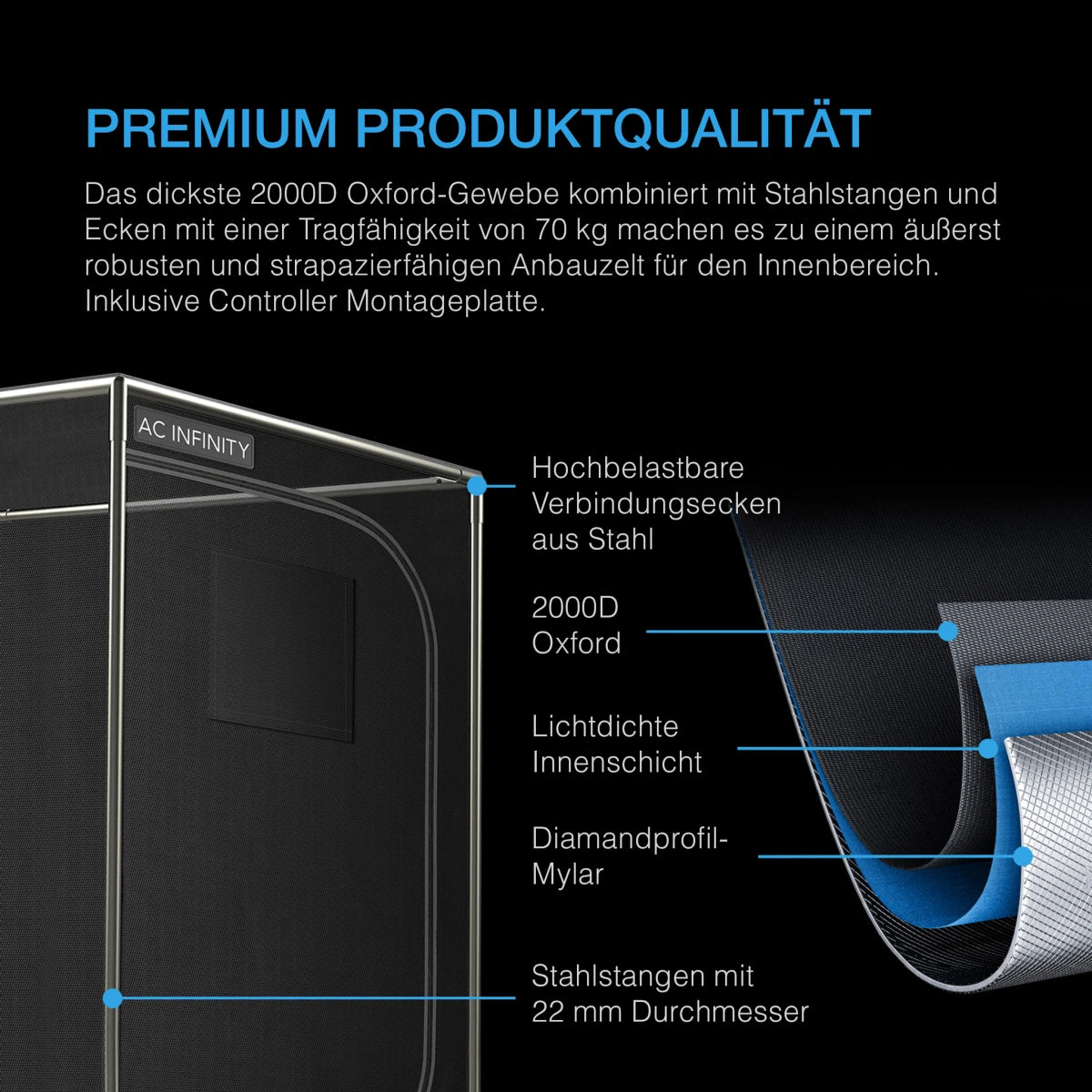 AC Infinity - Advance Grow Zelt-System PRO 120x120x200 (4 Pflanzen)