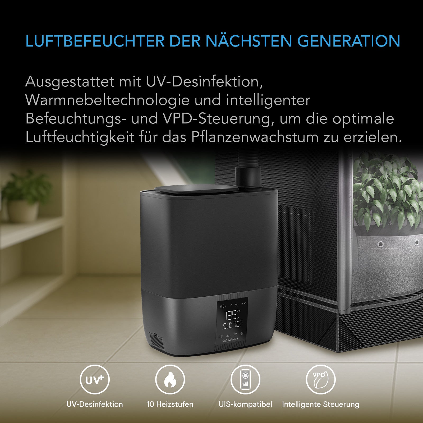 AC Infinity - Cloudforge T5 Warm/Kalt-Nebel VPD Luftbefeuchter | 9L