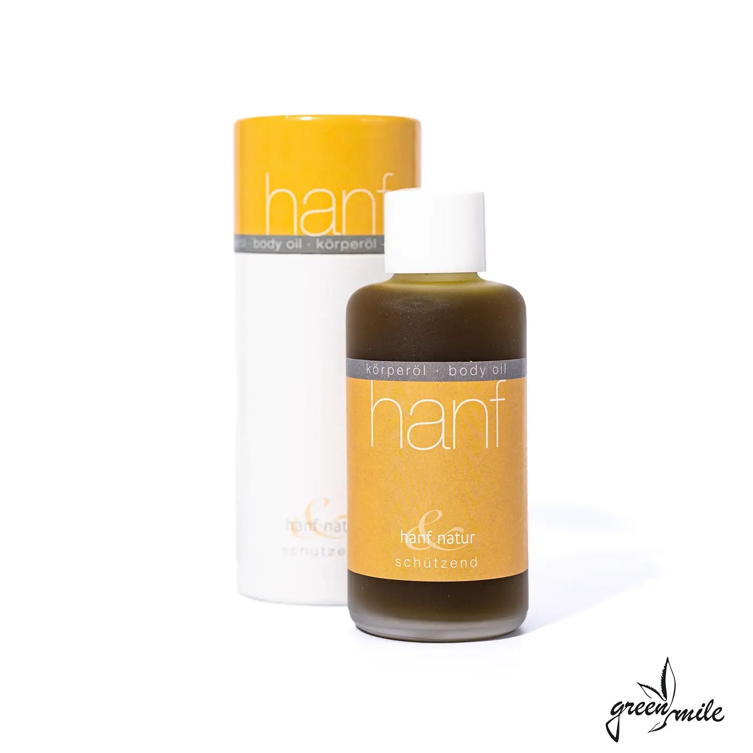 Hanf und Natur, Hanf Körperöl, schützend, 100ml, Flasche und Verpackung