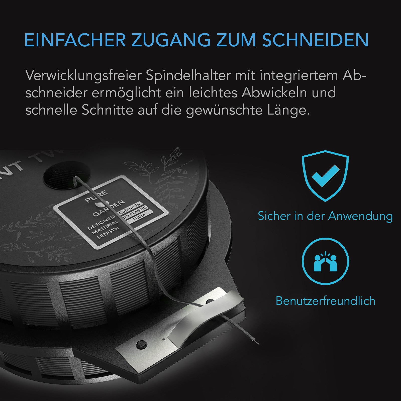 AC Infinity - Drahtbinder mit eingebautem Schneidmesser 100m | schwarz