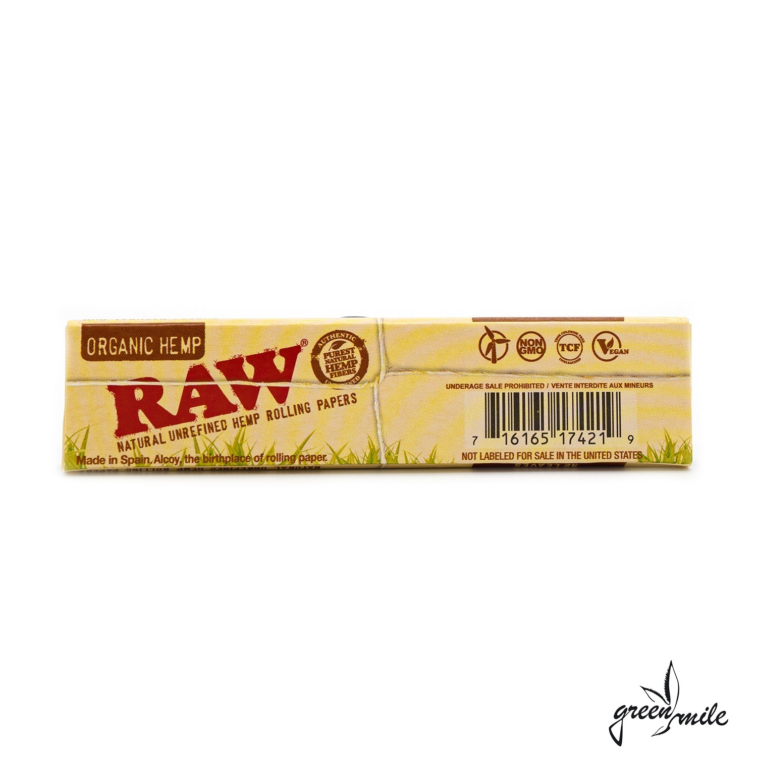 Raw Organic Hemp Papers, King Size Slim, Rückansicht