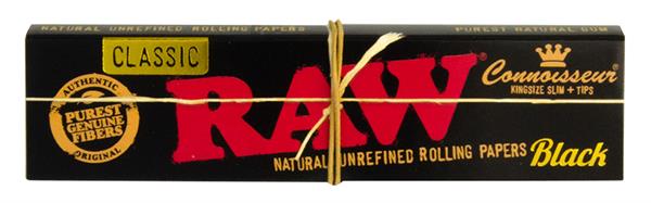 RAW - Black Connoisseur KS Slim Papers + Tips