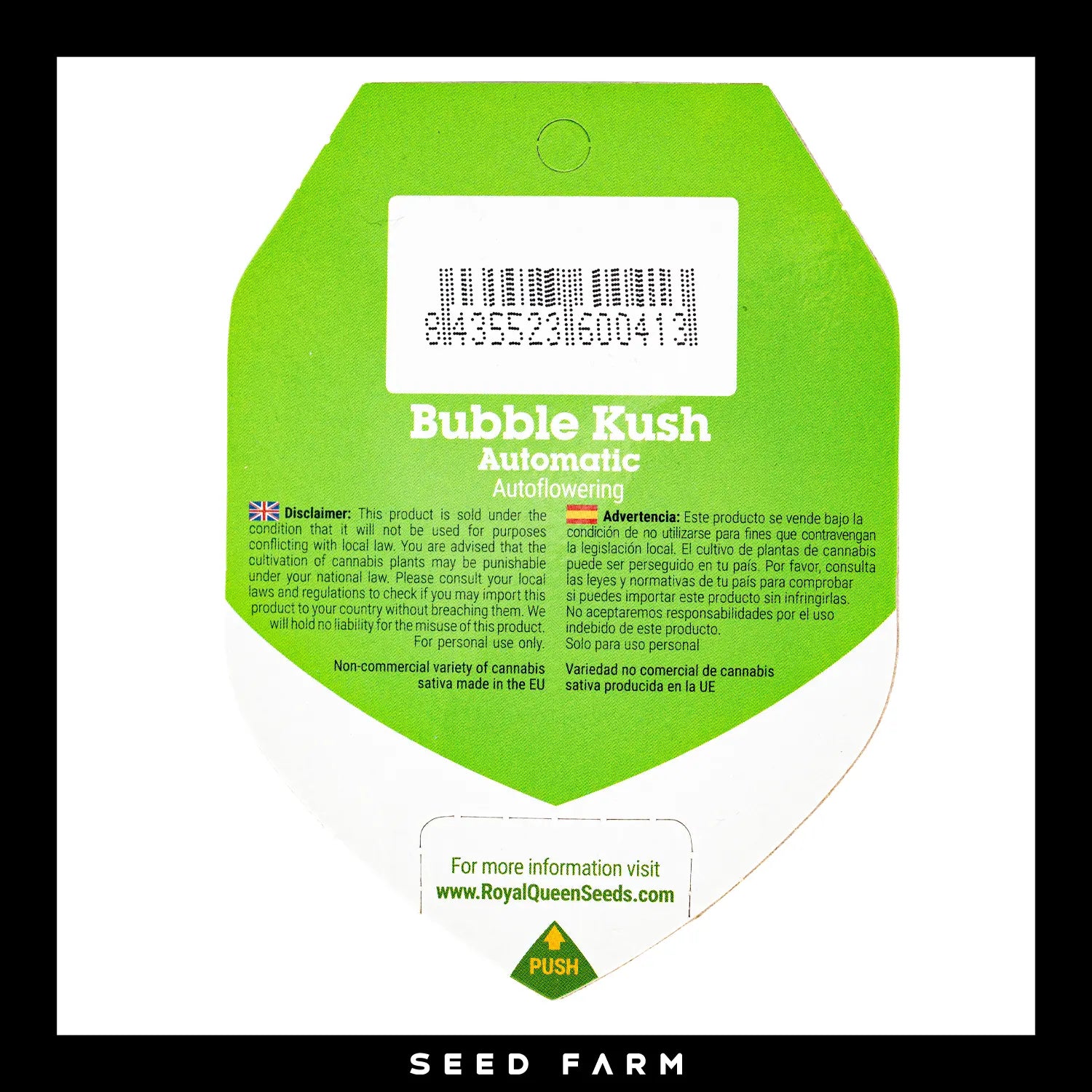 Royal Queen Seeds Bubble Kush, automatic Cannabis Samen, Rückansicht