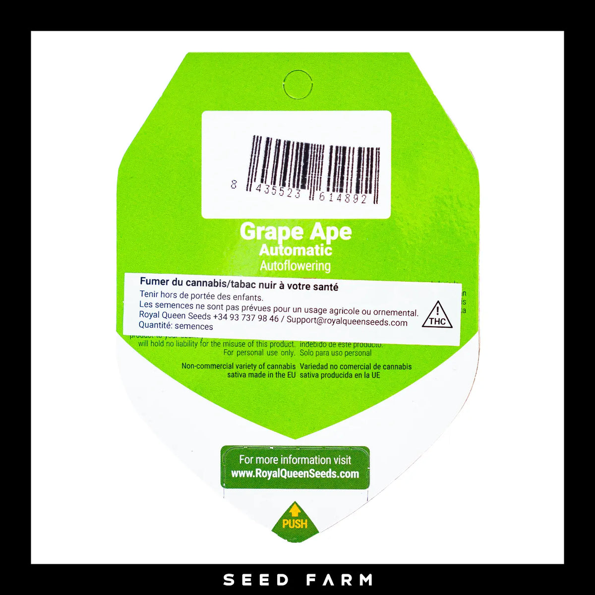 Royal Queen Seeds, Grape Ape, automatic Cannabis Samen, Rückansicht