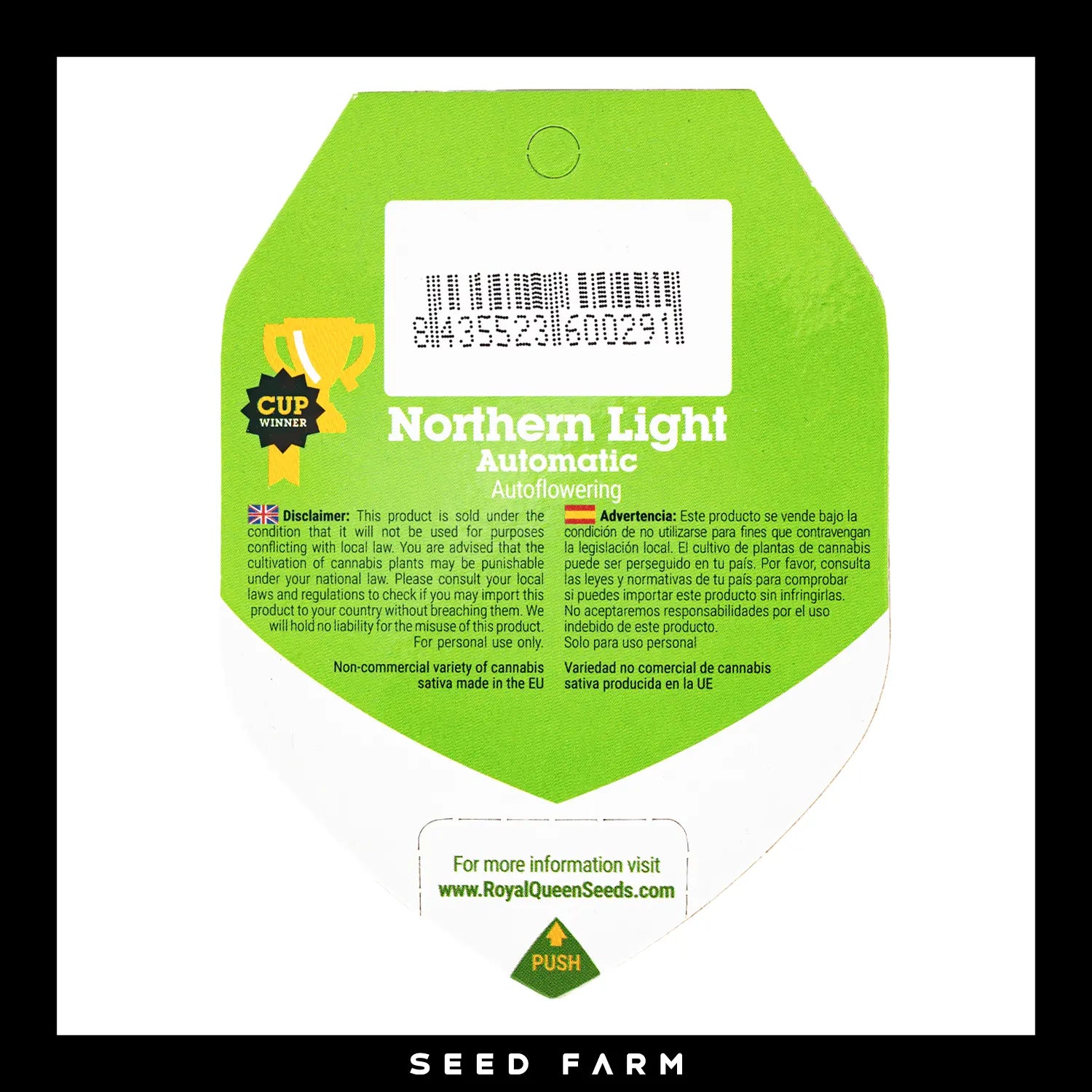 Royal Queen Seeds Northern Light, automatic Cannabis Samen, Rückansicht