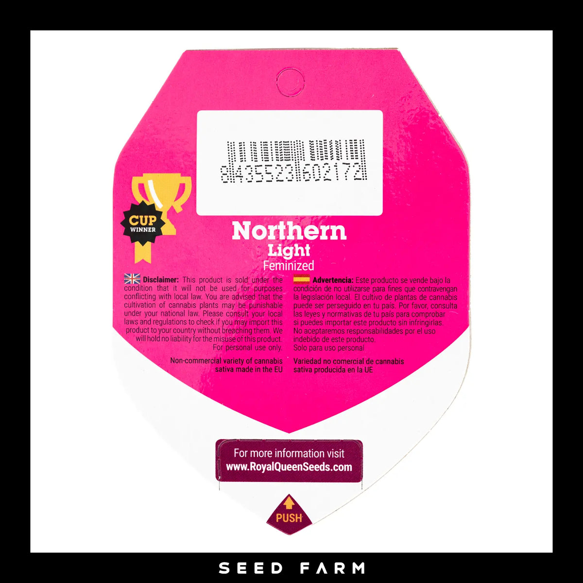 Royal Queen Seeds Northern Light, feminisierte Cannabis Samen, Rückansicht