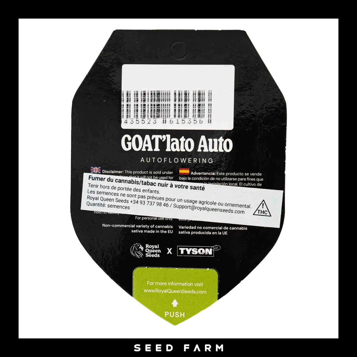 Royal Queen Seeds x Mike Tyson Goatlato, automatic Cannabis Samen, Rückansicht