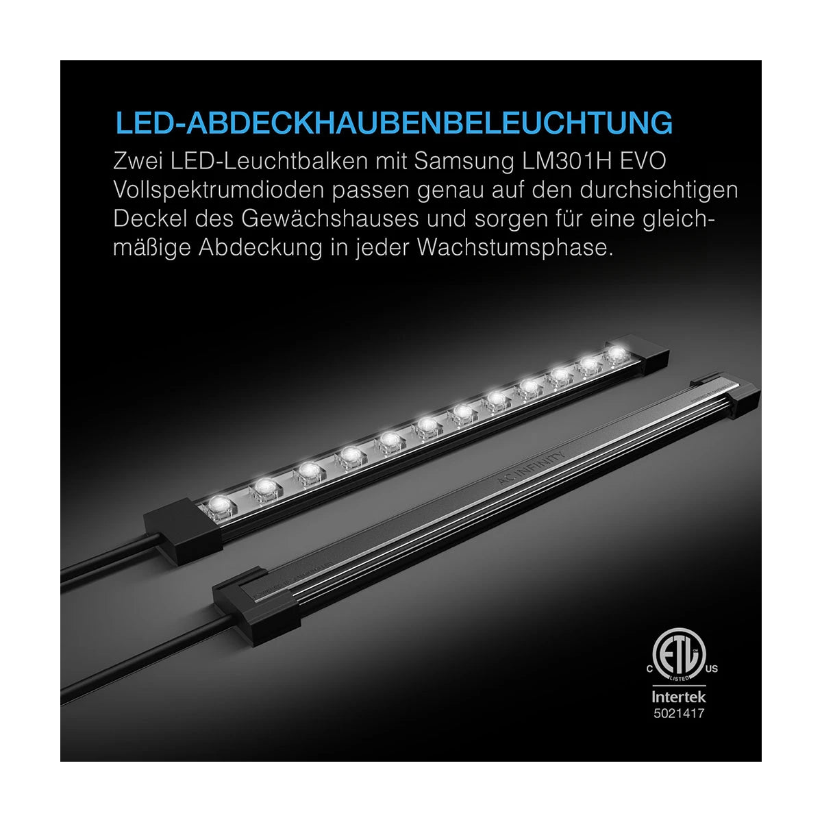 AC Infninity - Stecklings-Gewächshaus mit Höhenverlängerung, mit Samsung LM301H EVO LED-Beleuchtung, 5x8-Tablett