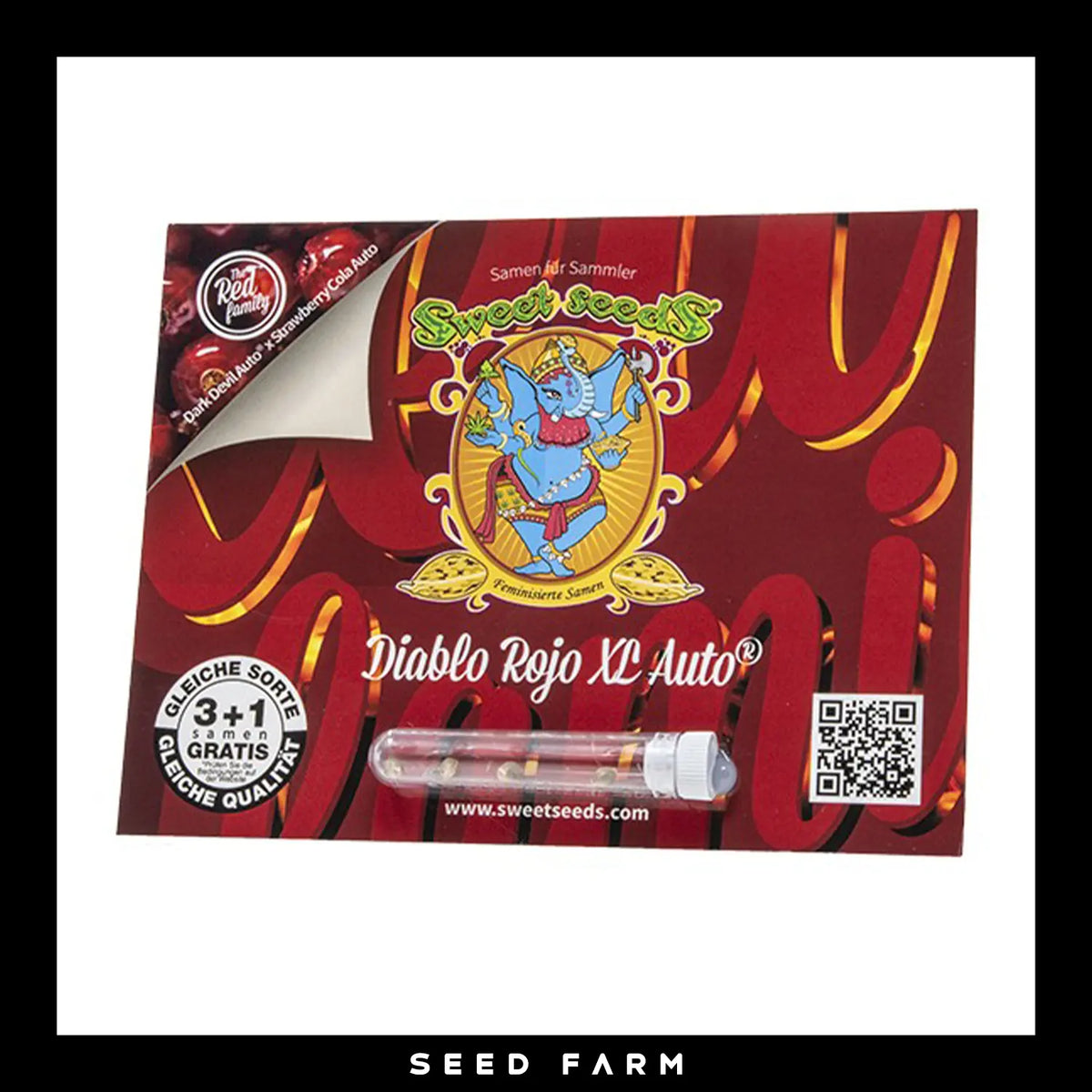 Sweet Seeds, Diablo Rojo Xl, automatische Cannabis Samen, 3+1 Seeds, Vorderansicht