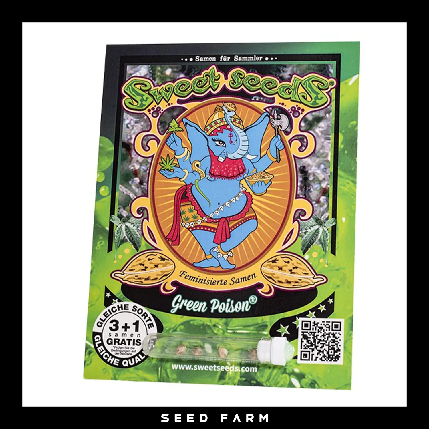 Sweet Seeds, Green Poison, feminisierte Cannabis Samen, Vorderansicht