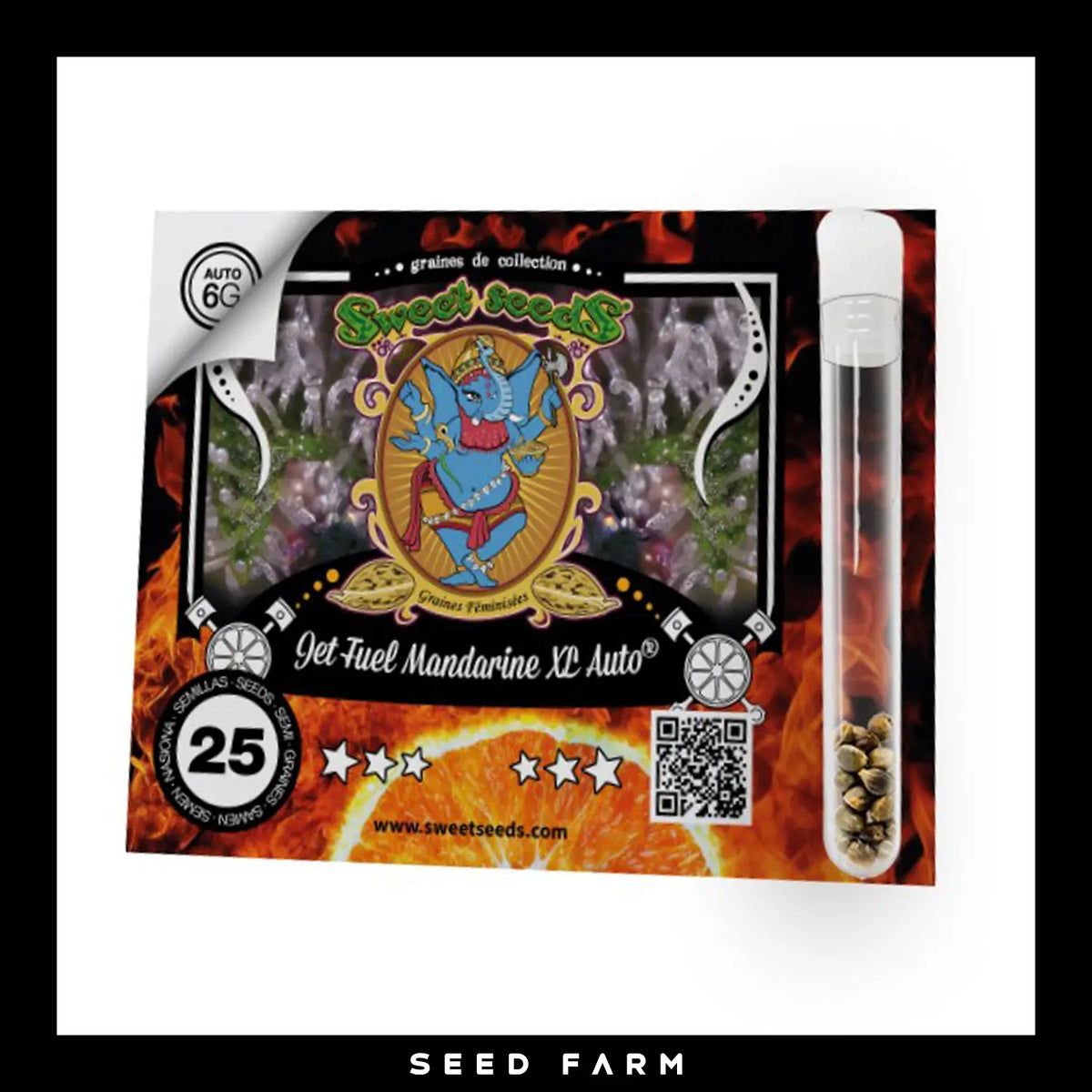 Sweet Seeds, Jet Fuel Mandarine XL, automatische Cannabis Samen, 25 Seeds, Vorderansicht