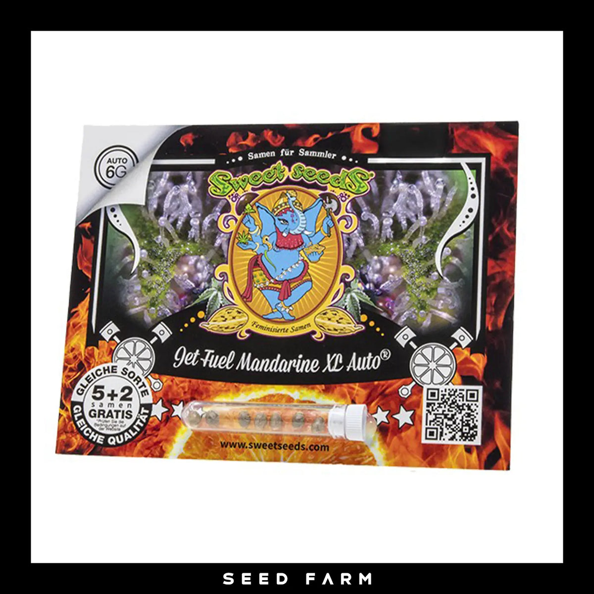 Sweet Seeds, Jet Fuel Mandarine XL, automatische Cannabis Samen, 5+2 Seeds, Vorderansicht