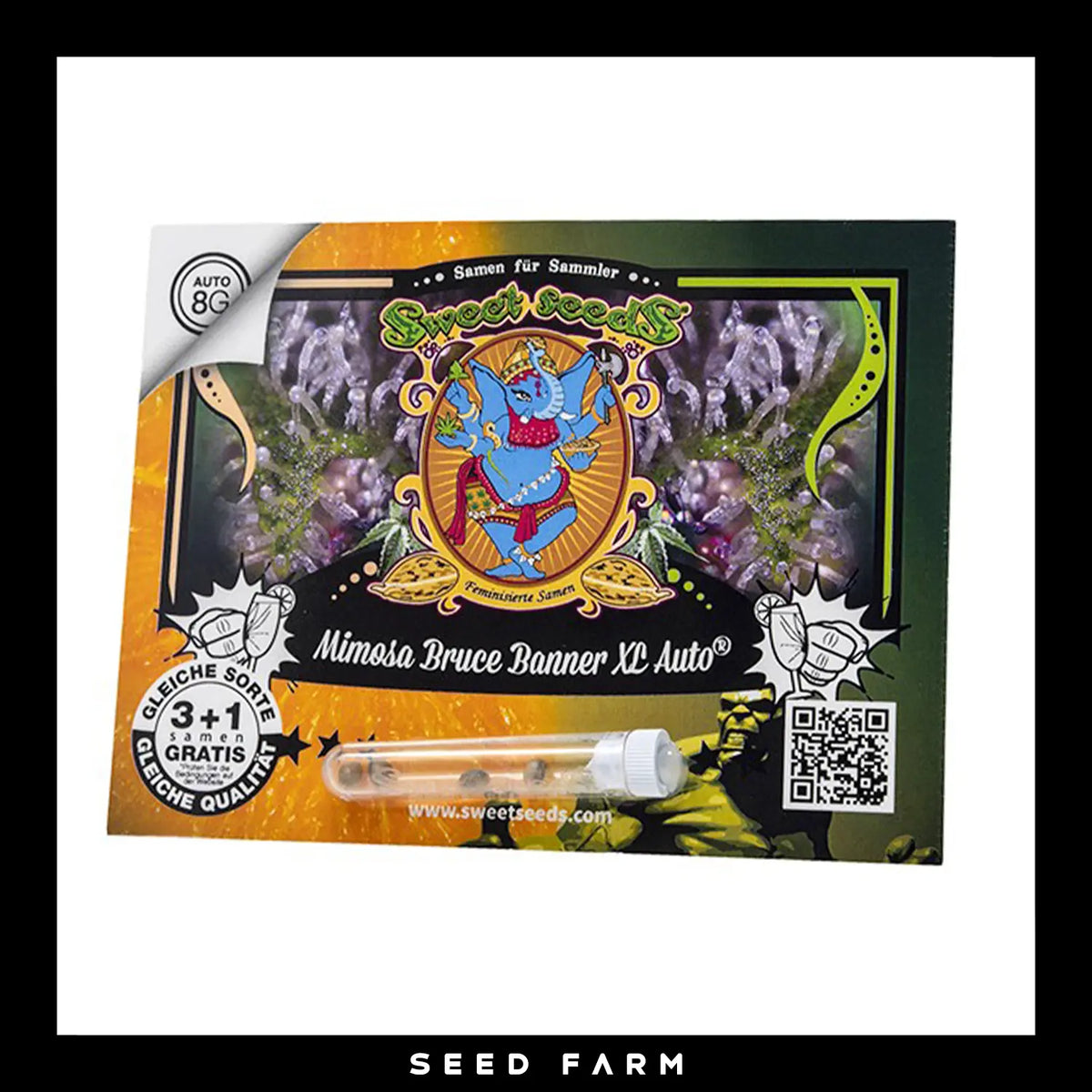 Sweet Seeds, Mimosa Bruce Banner XL, automatische Cannabis Samen, 3+1 Seeds, Vorderansicht