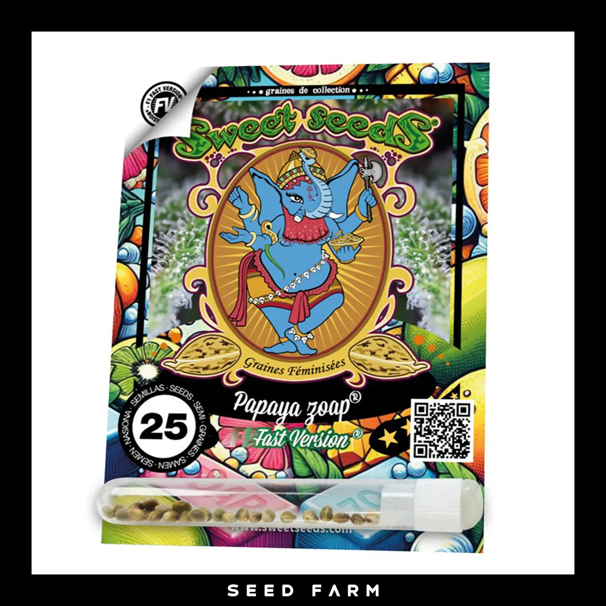 Sweet Seeds, Papaya Zoap F1, Fast Version, feminisierte Cannabis Samen, 25 Seeds, Vorderansicht