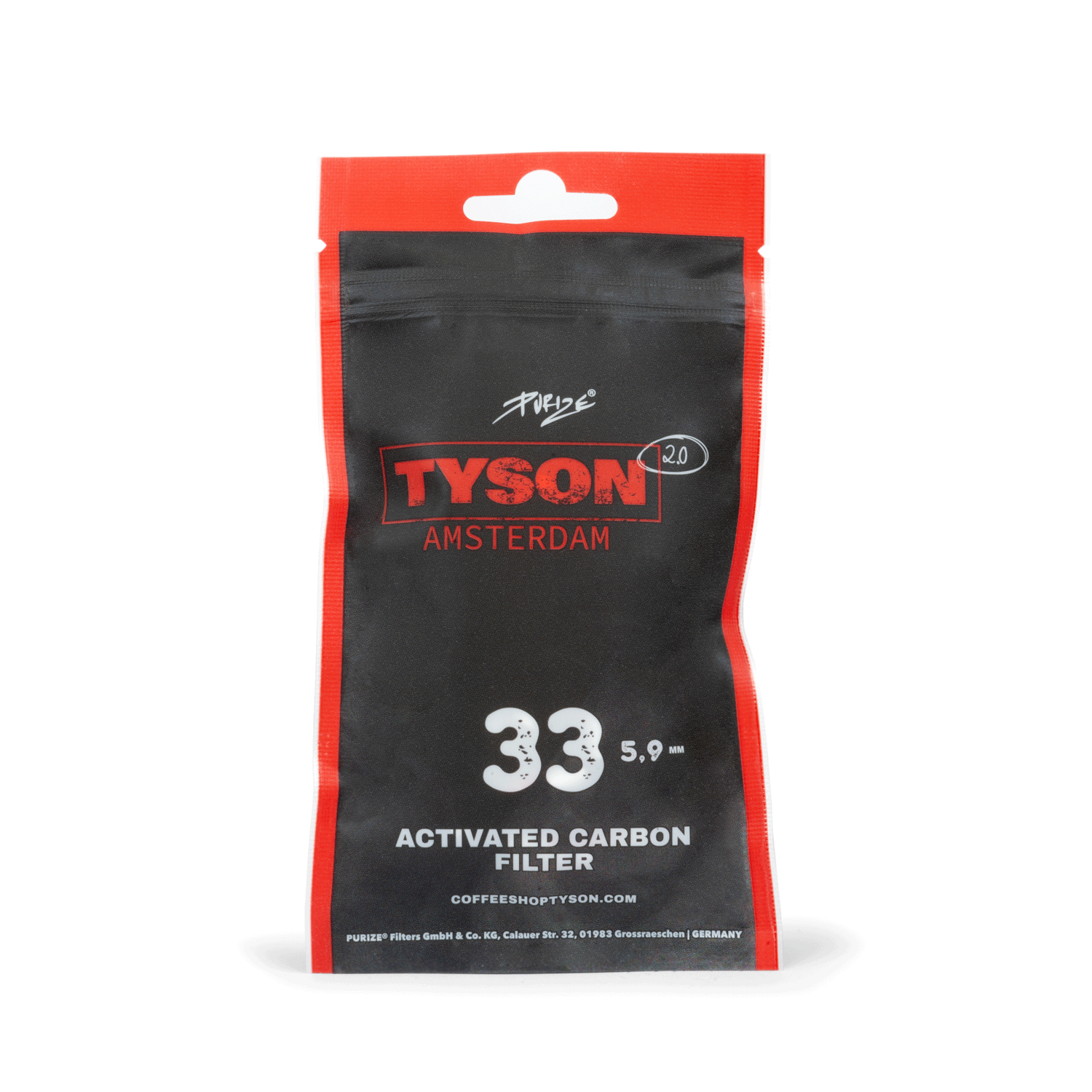 PURIZE x Tyson 2.0 Aktivkohlefilter XTRA Slim 33er Beutel